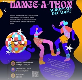 Dance-A-Thon: Across All Decades flyer, Dance Initiative fundraiser at Third Street Center, Carbondale