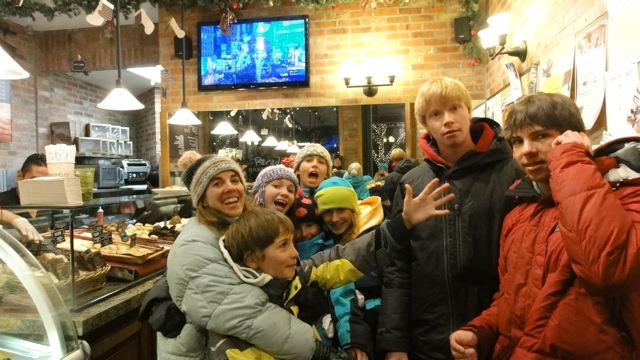 Watching the ball drop at Paradise Bakery