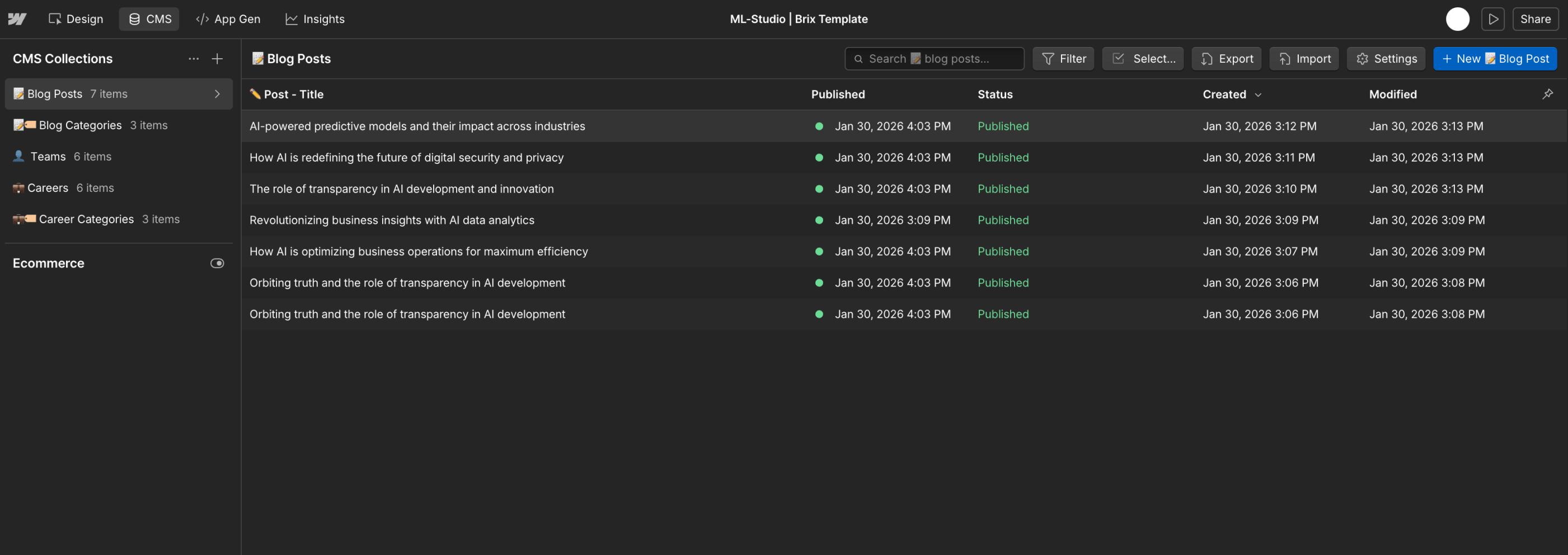 CMS Collection - ML-Studio Webflow Template | Brix Templates