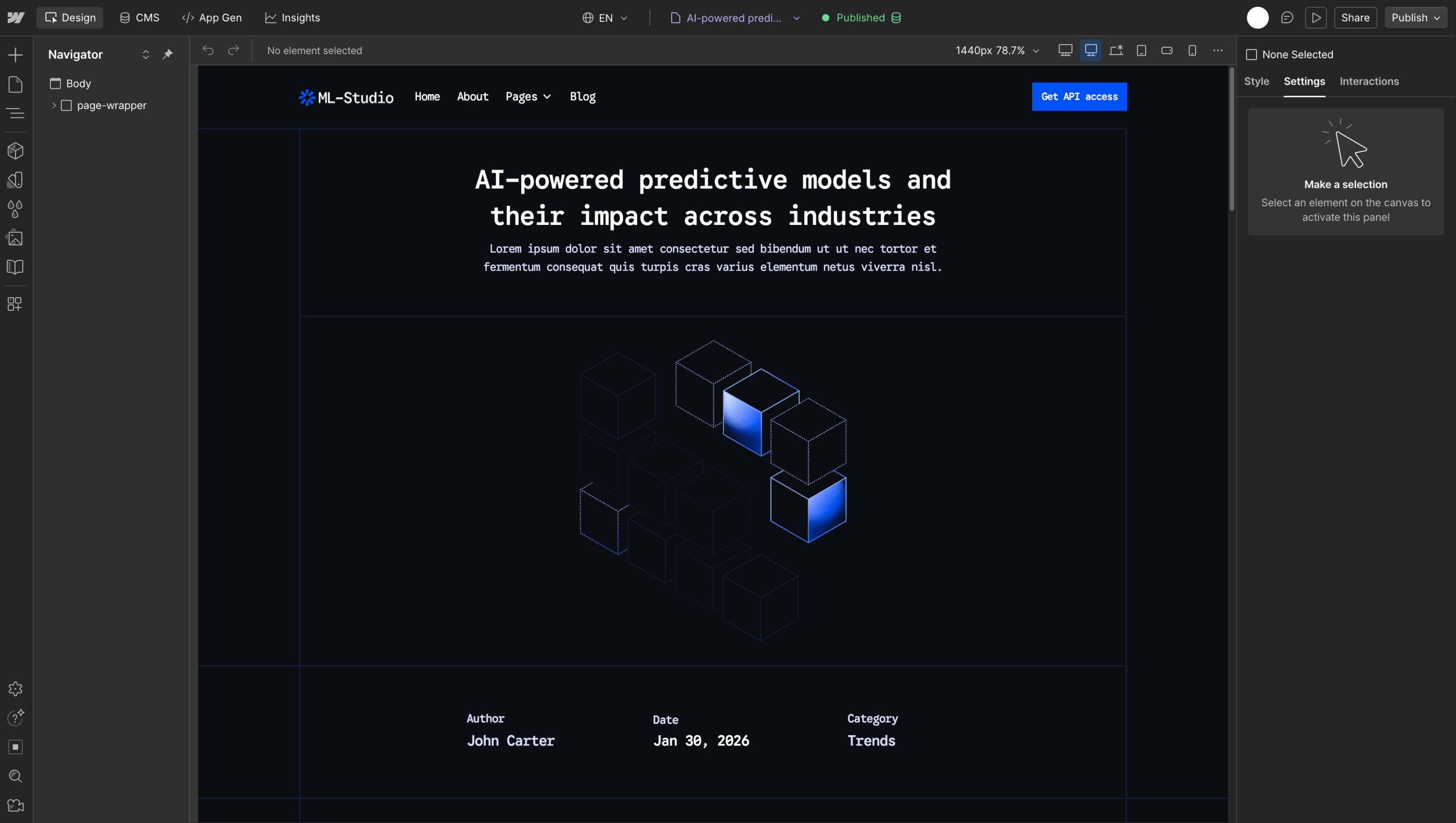 CMS Page - ML-Studio Webflow Template | Brix Templates