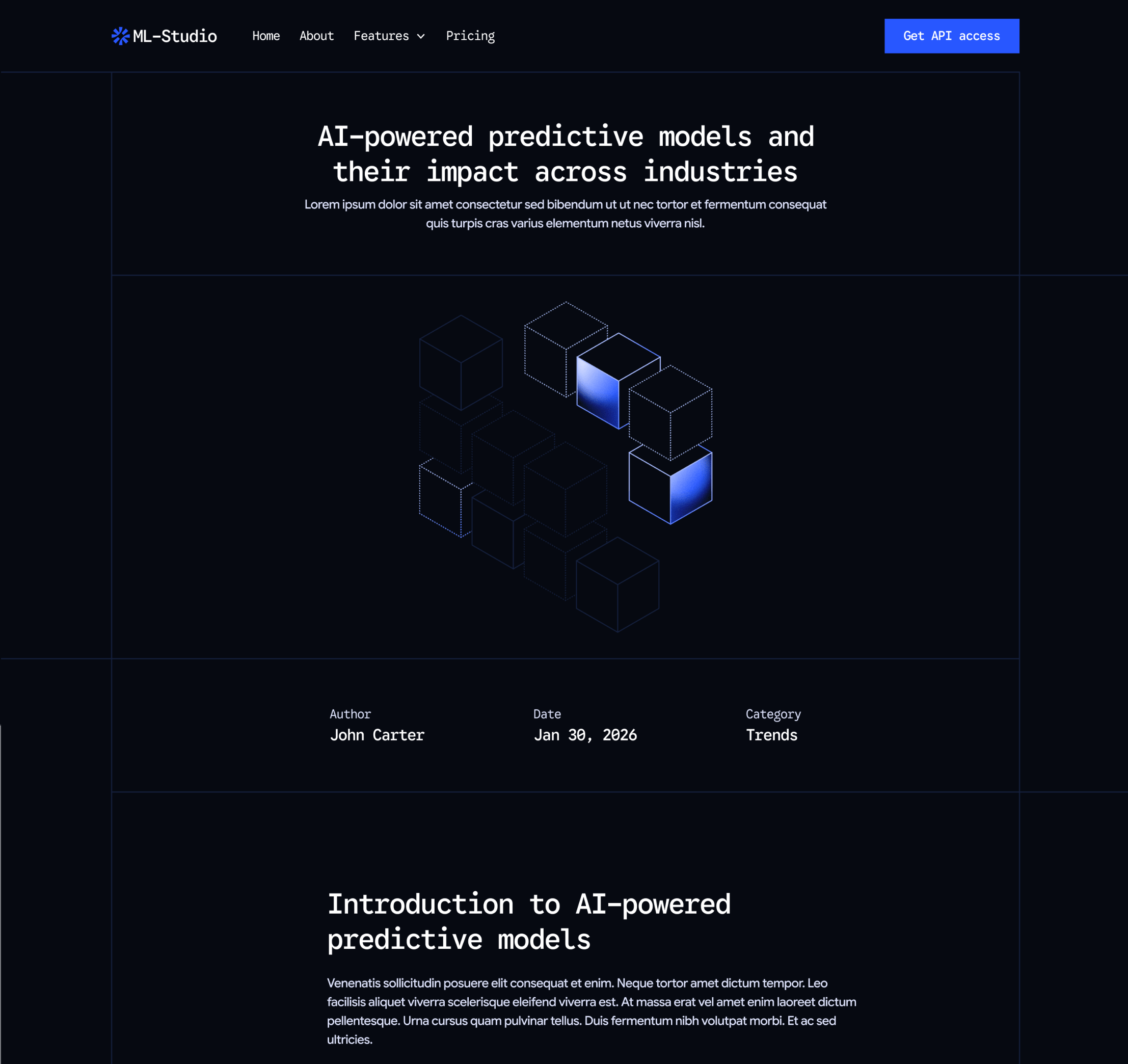 ML-Studio - Blog Post Main Page - AI Research Lab Webflow Template | Brix Templates