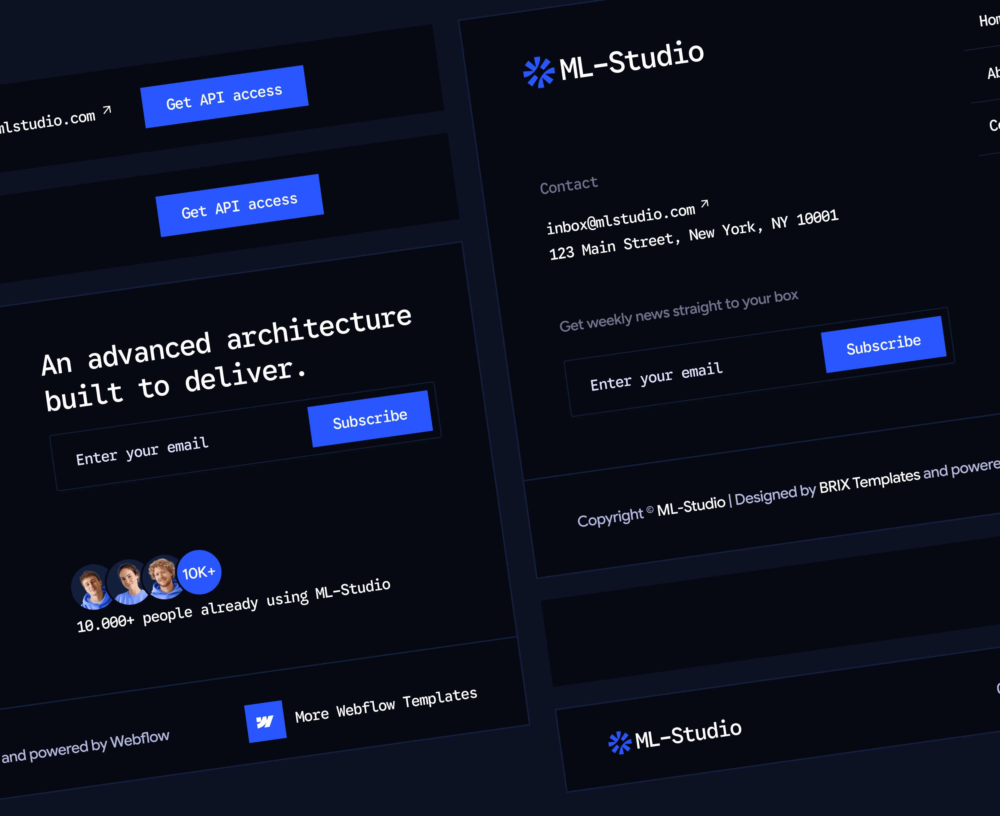 ML-Studio - 3 Headers And Footers - AI Research Lab Webflow Template | Brix Templates