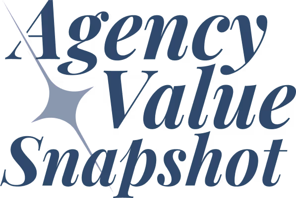 Text reading Agency Value Snapshot with a stylized star graphic to the left.