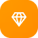 White diamond icon centered on an orange rounded square background.