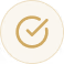 Gold checkmark inside a gold circle on a transparent background.
