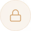 Locked padlock icon inside a beige circle.