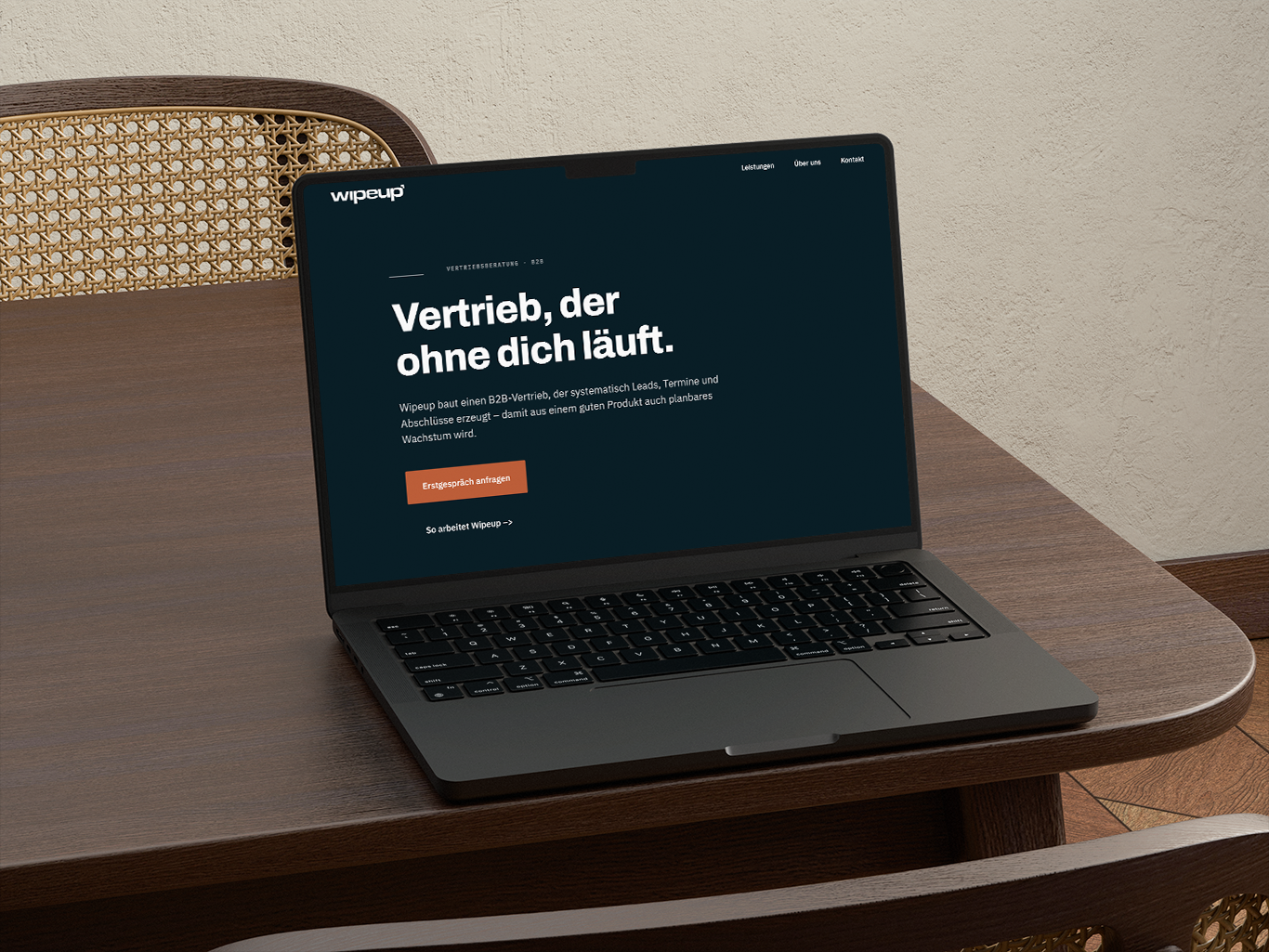 Ein Mockup der Wipeup Website, gebaut von Máire Design.