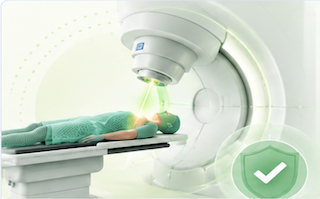 Proton therapy treatment system and patient illustration