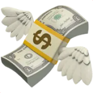 Emoji di banconote di dollaro che volano via