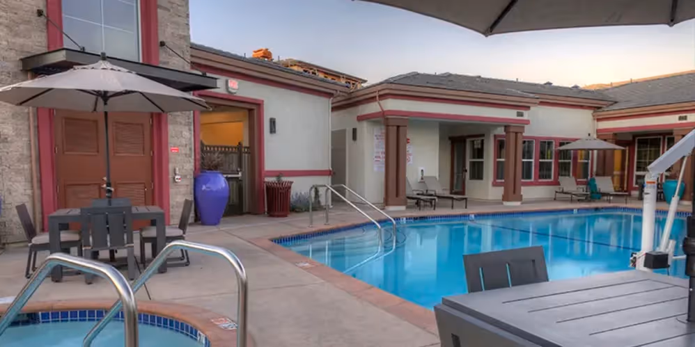 Swimming pool with lounge chairs