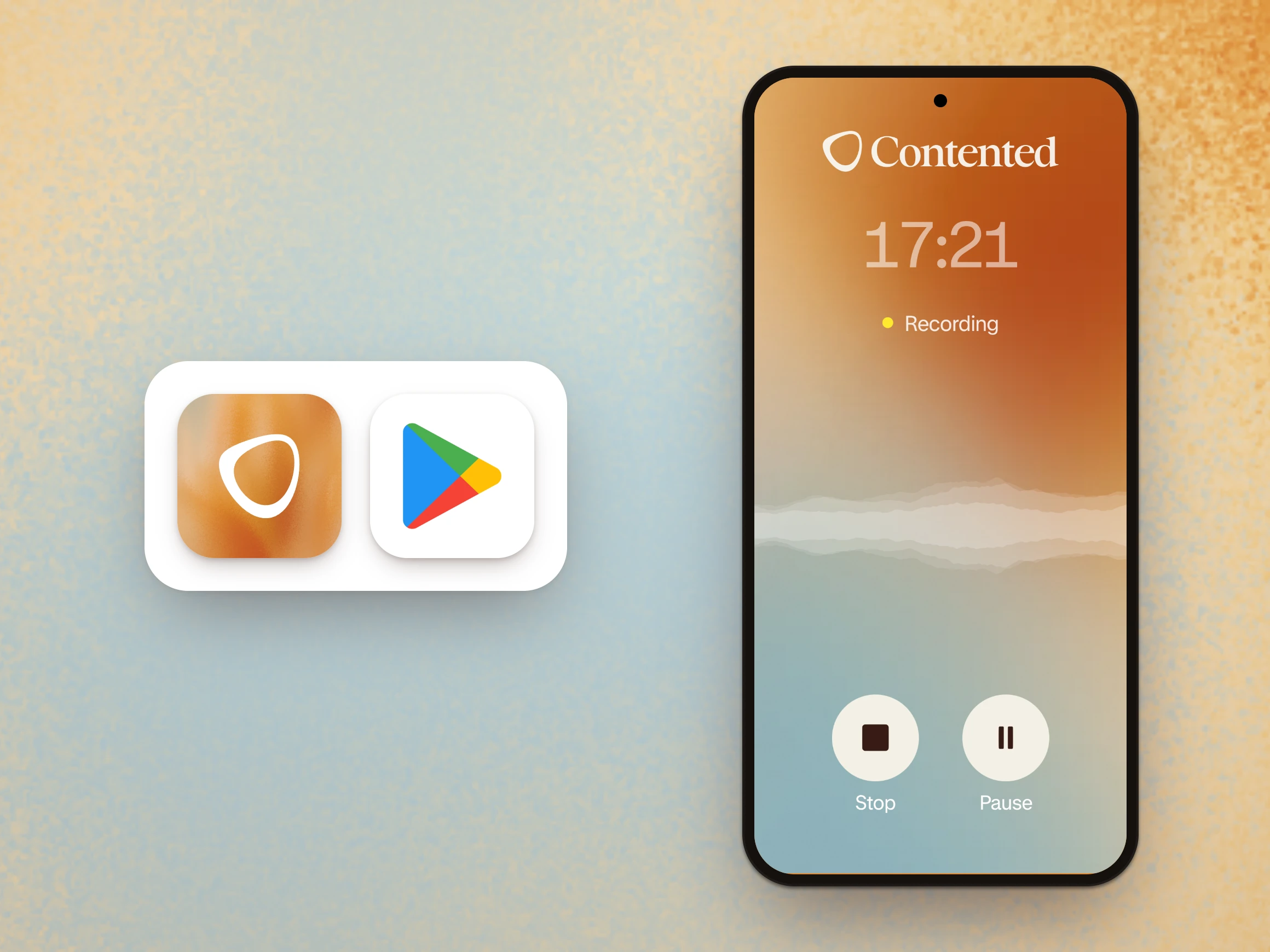 Contented mobile app for Android, recording a conversation on the go