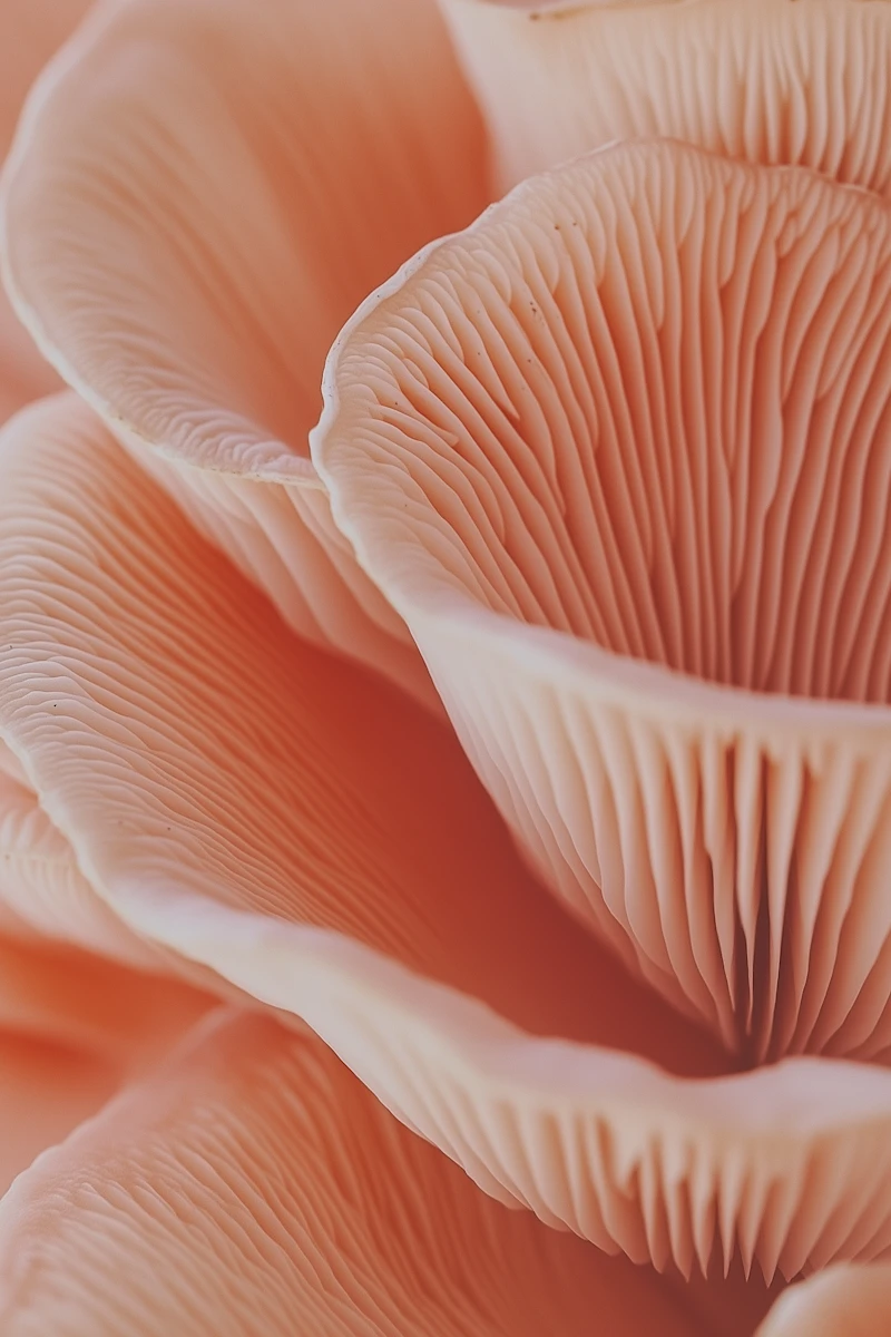 Close-up of pink oyster mushrooms