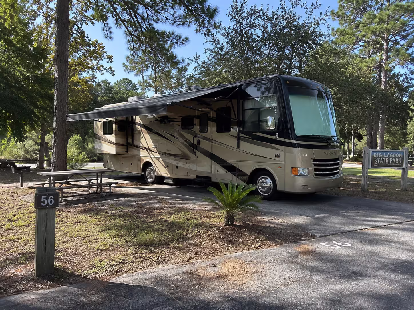 Large RV parking at a Pensacola campground site