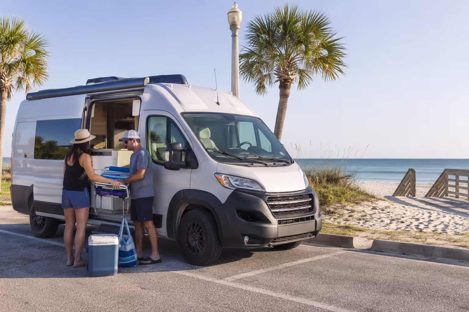 Class B camper van parked near Pensacola Beach