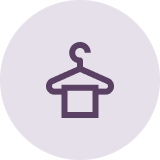 dark purple icon of a towel on a hanger