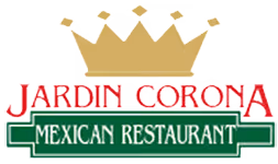 Jardin Corona Mexican Restaurant logo featuring a gold crown above red and green text.