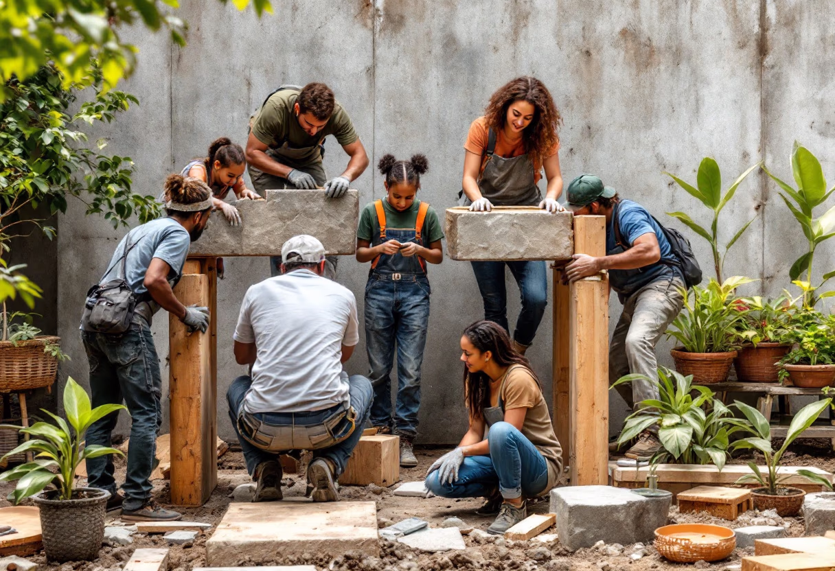 image of group of volunteers helping in a community
