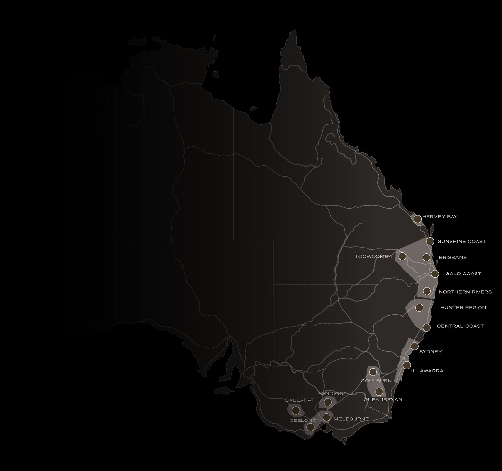 Coverage map of eastern Australia