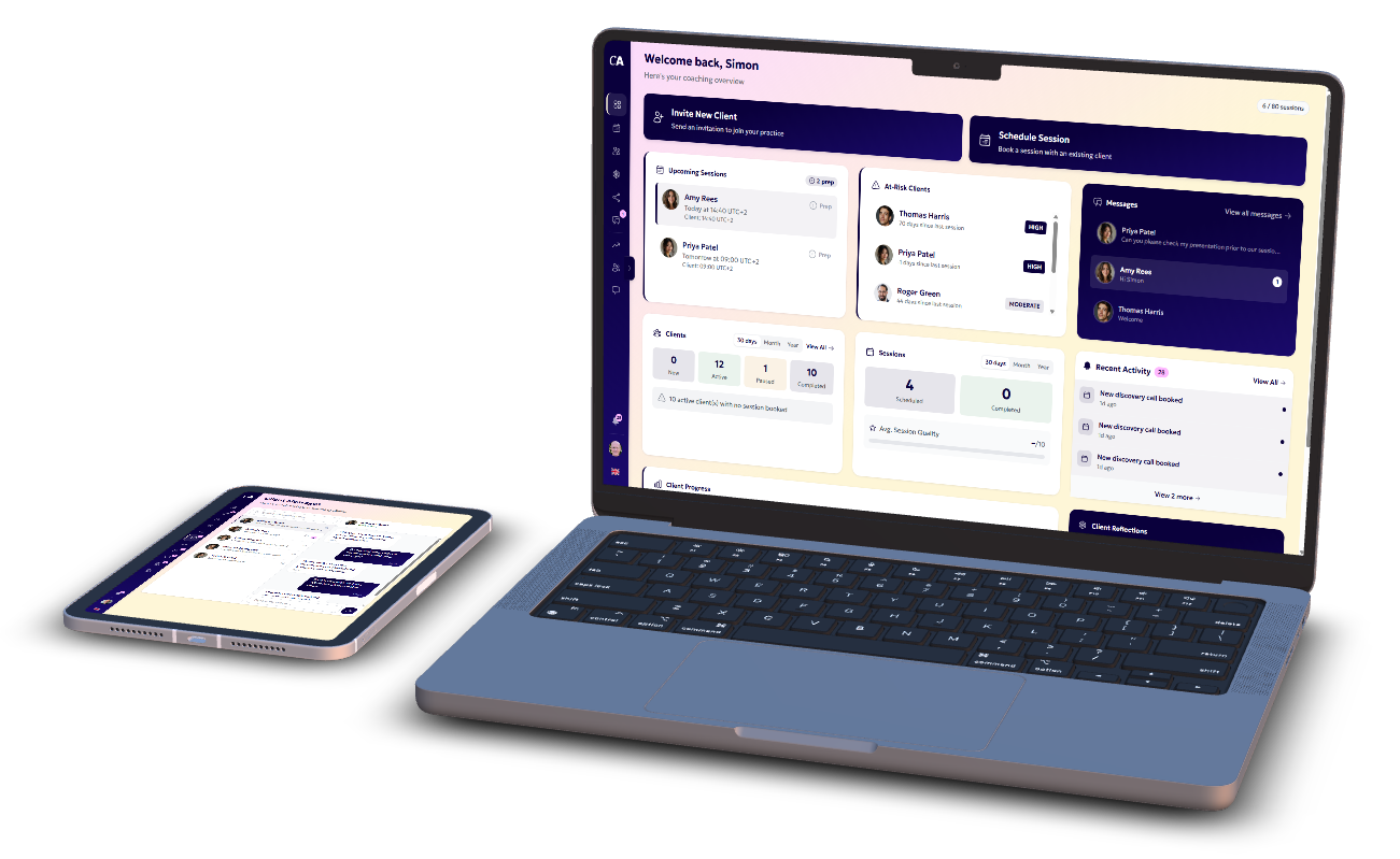 Das Coach-Amp-Dashboard auf einem Laptop