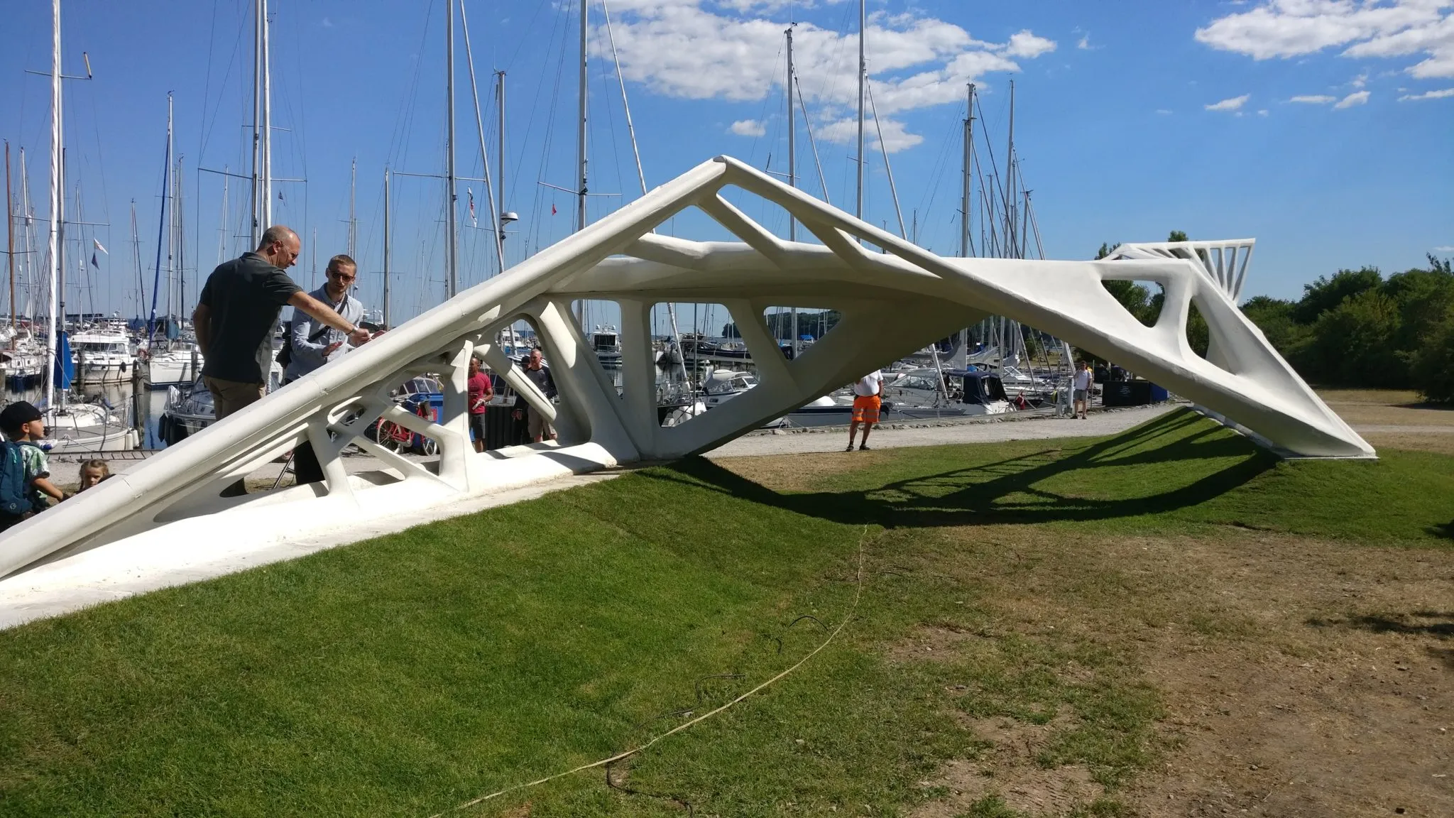 Opticut med lystbådehavnen i baggrunden