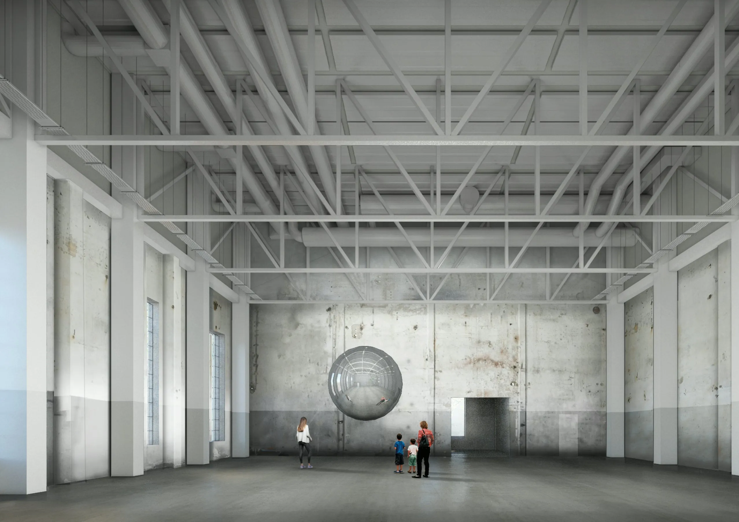 Kunsthal Spritten skal udstille eksperimenterende samtidskunst. Visualisering: Praksis Arkitekter