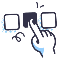 Mano che seleziona un'opzione tra tre quadrati.