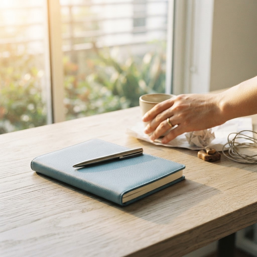 Sunlight on a clean organized workspace