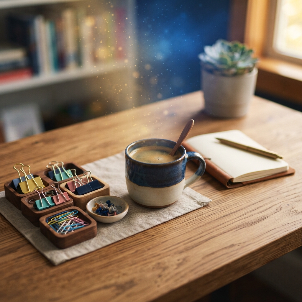 Organized and clutter free desk workspace