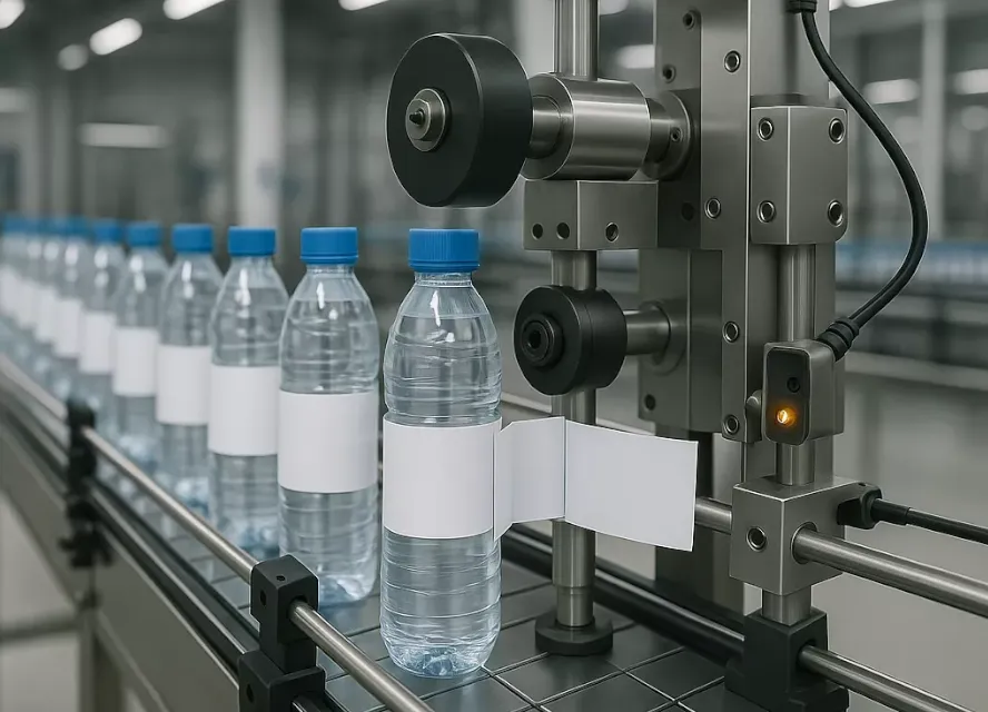 Industriële sensor voor labeldetectie en kwaliteitscontrole in bottling lines productieproces