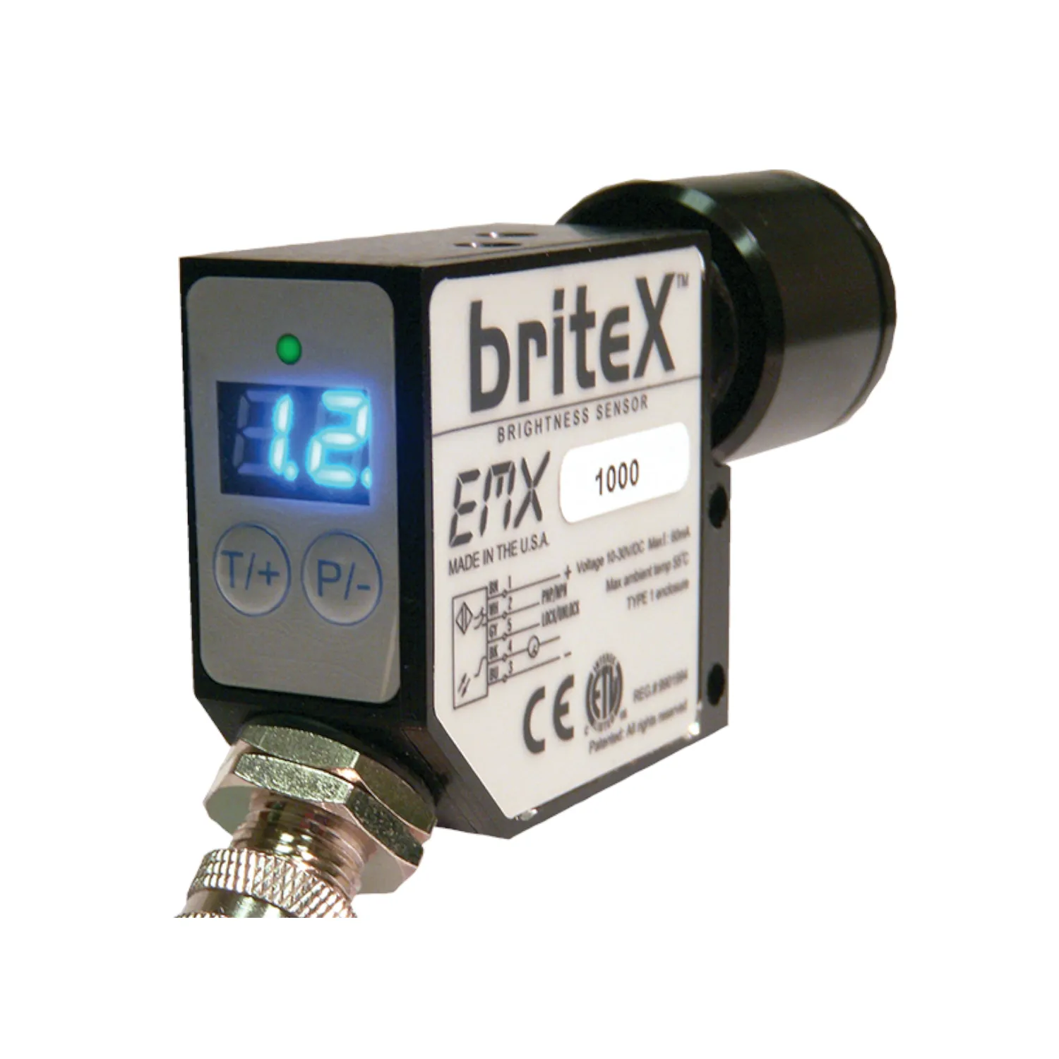 BriteX-100 helderheidssensor voor inline kwaliteitscontrole op productielijnen