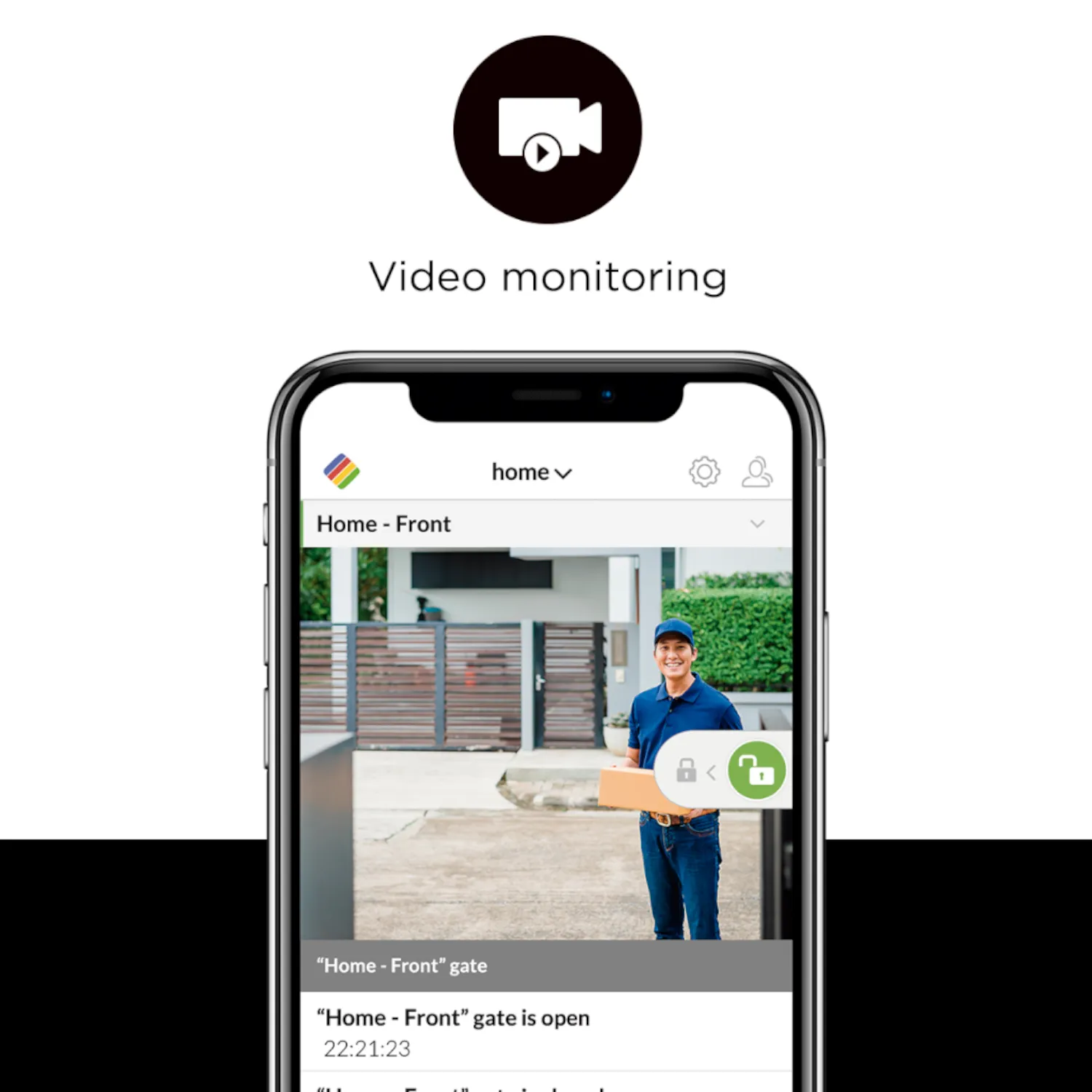 Live camerabeeld van de iSmartGate Outdoor Camera in de app