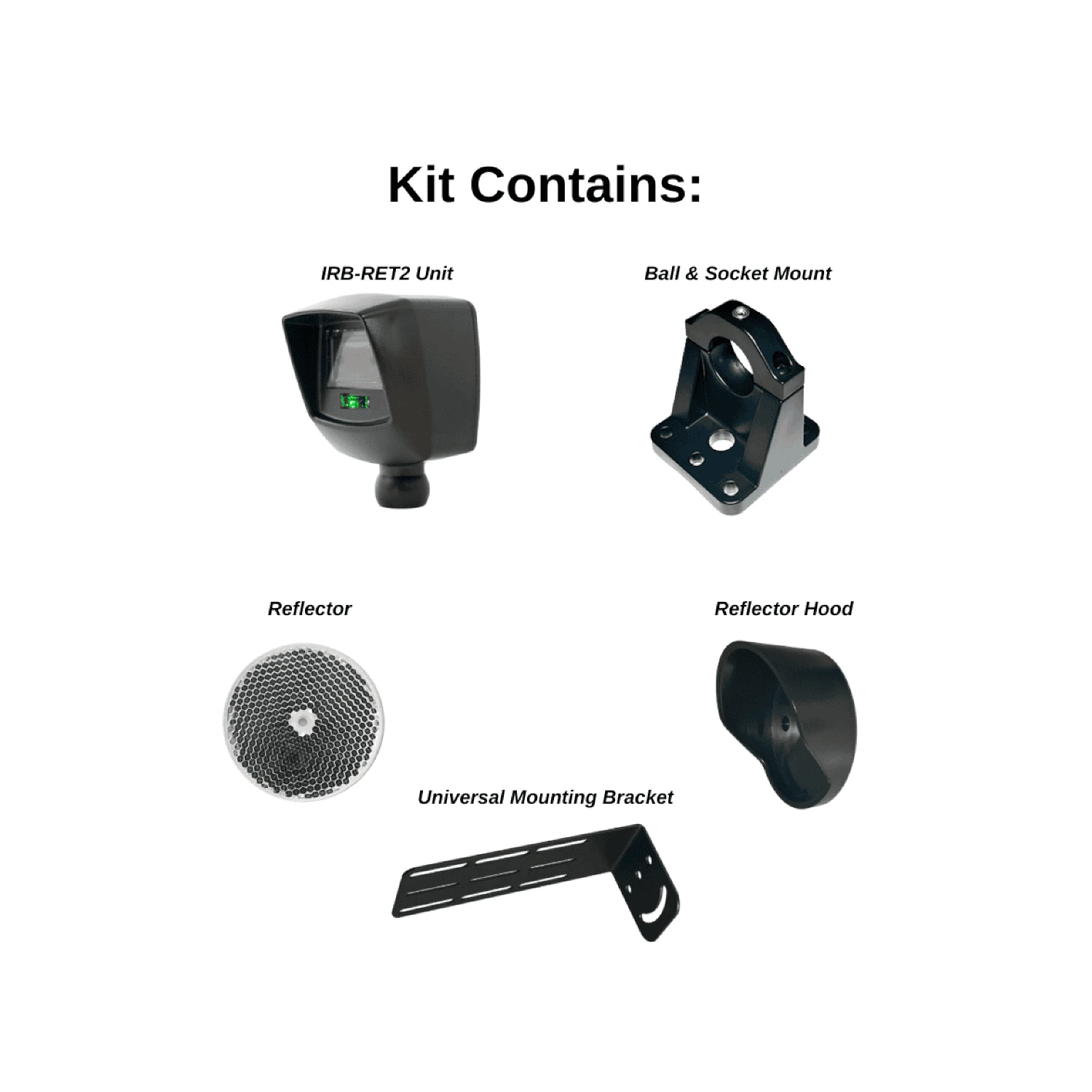 IRB-RET2 retroreflective photoeye, kit contents