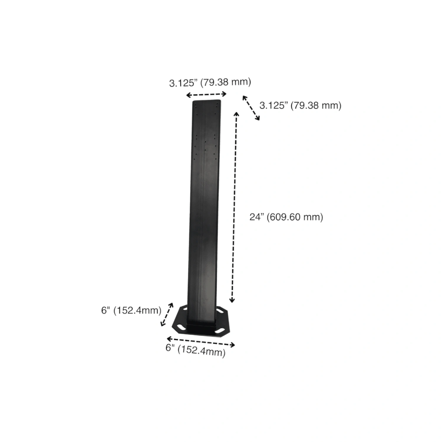 PhotoeyeVault and 325-POST-2 mounting solutions, dimensions diagram, alternate view