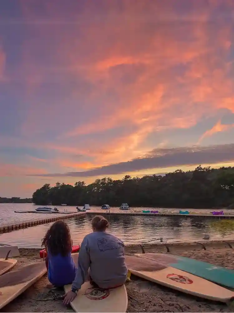 AmeriCamp sunset by lake