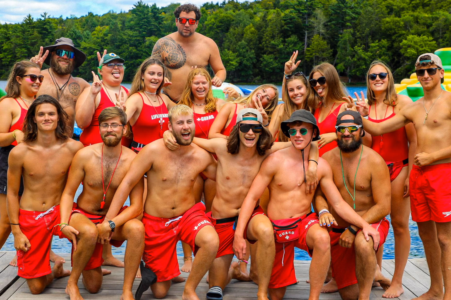 Group event of Australian  AmeriCamp participants at summer camp in USA