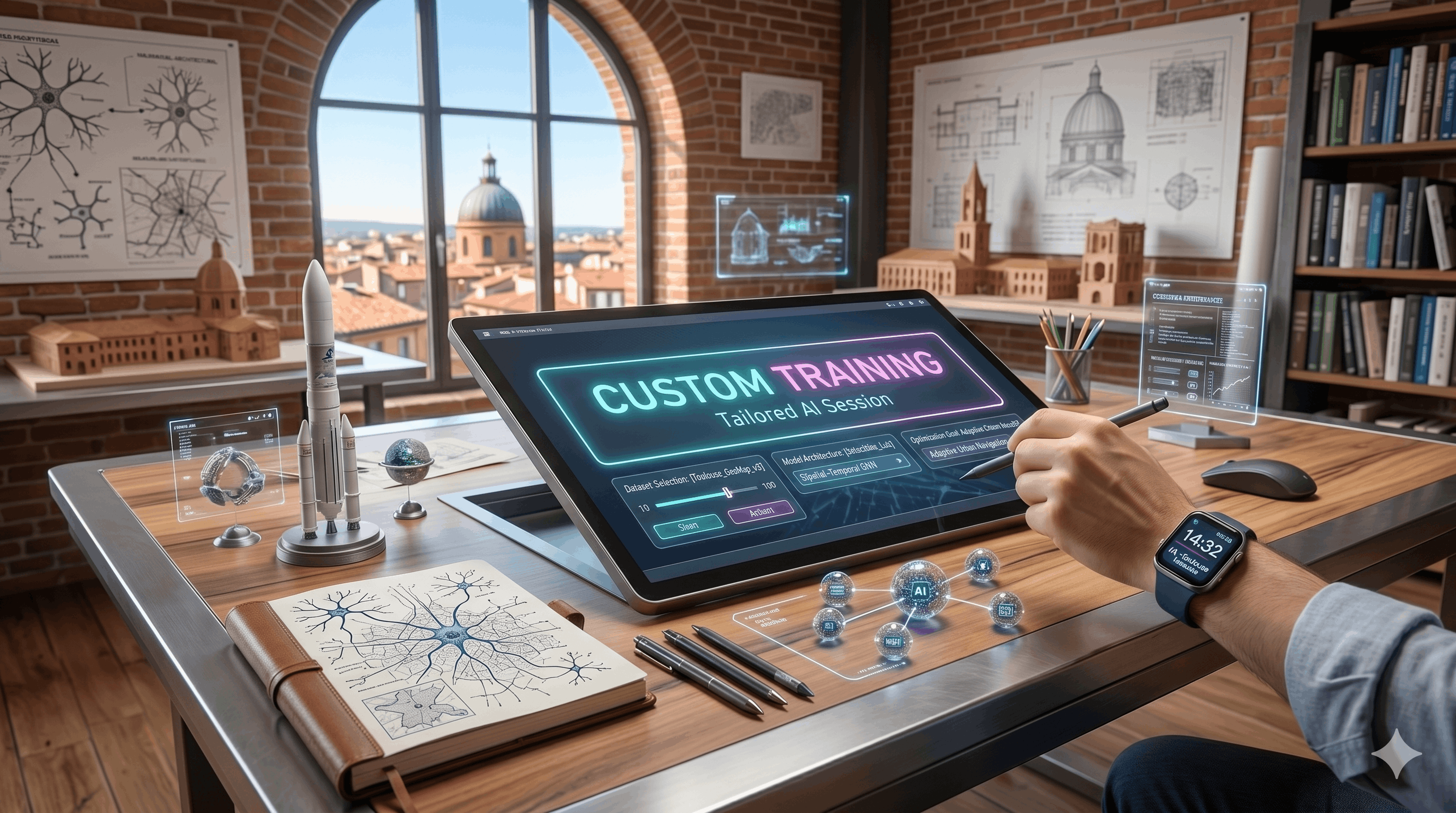 Custom digital marketing training course concept with interactive learning dashboard