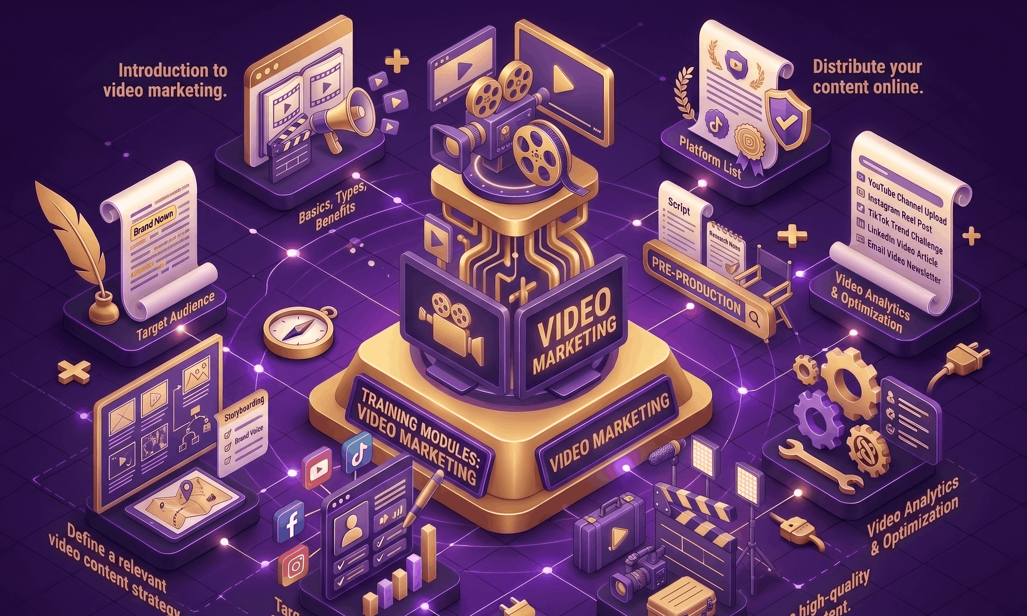 Video marketing training course covering video content strategy, production and online distribution