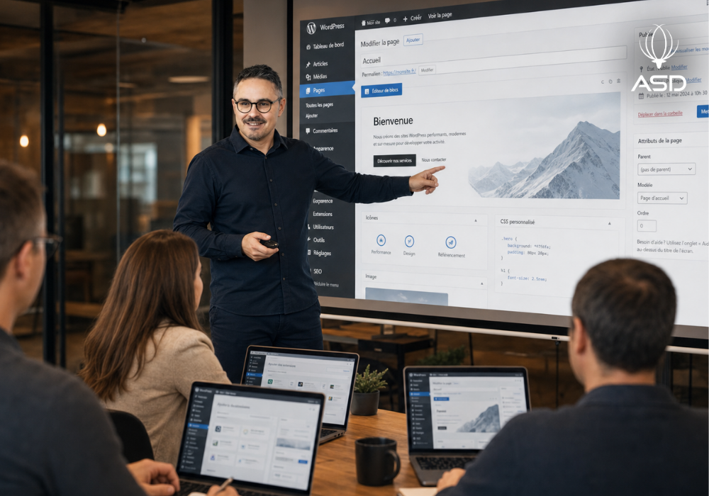 Syril Tiar leading a WordPress training session as a digital marketing consultant