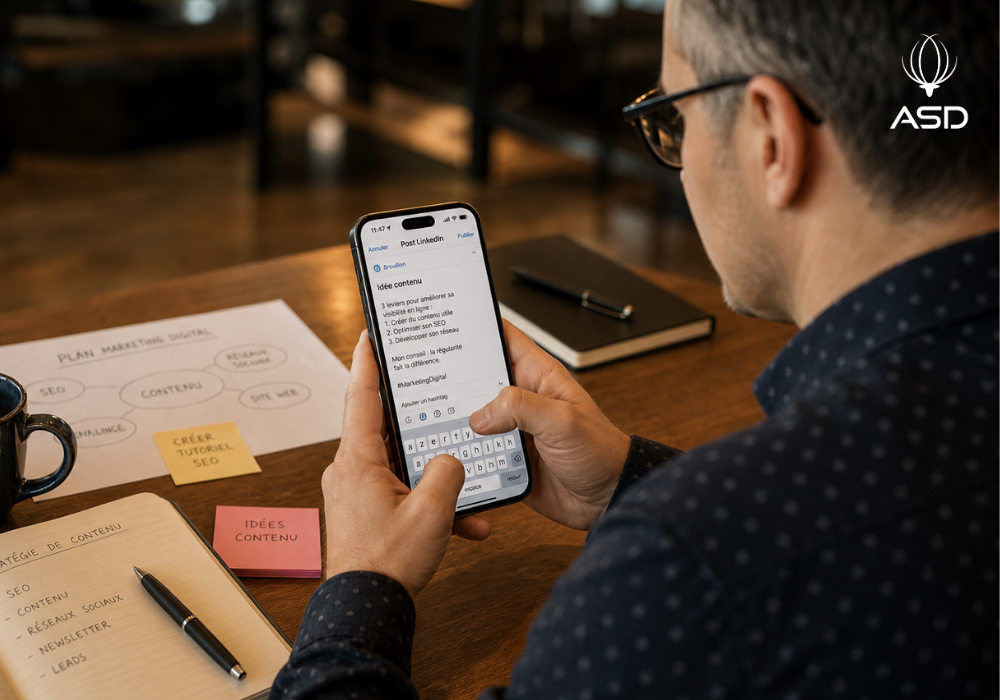Syril Tiar preparing a LinkedIn post about SEO and content strategy