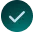 White checkmark icon on a teal-blue rounded square background.