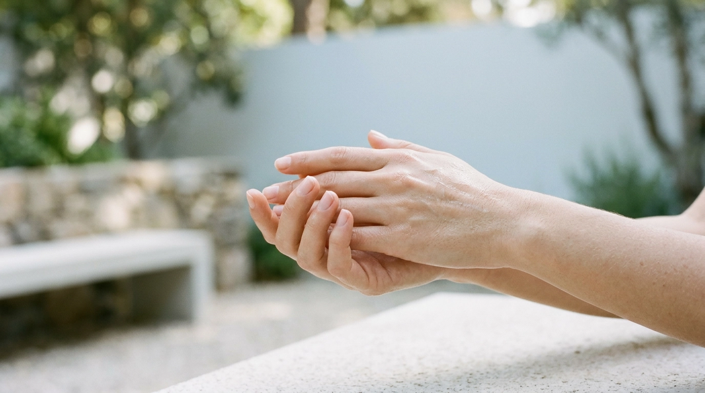 Clean dermatology concept showing hands