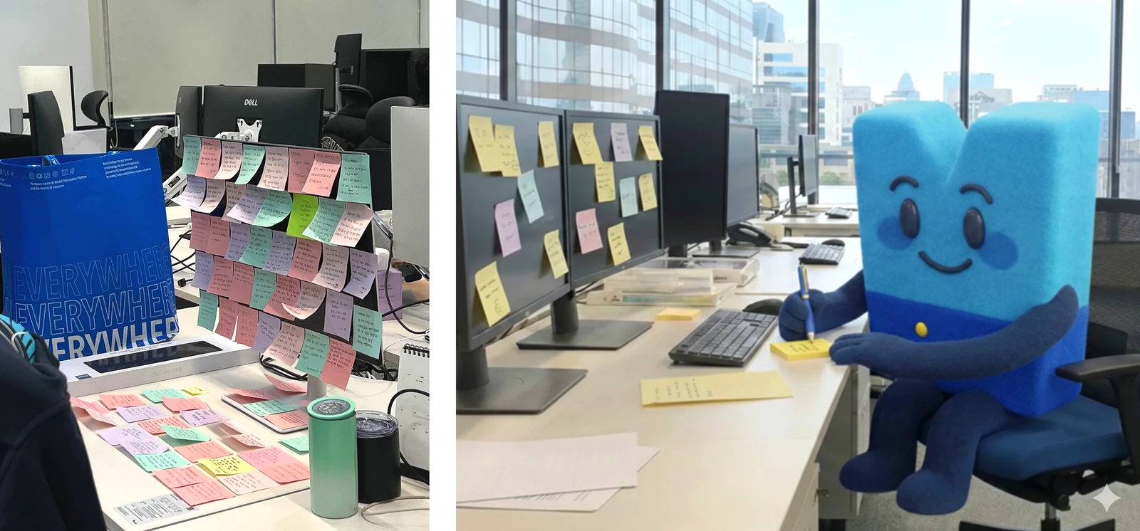 The Welcome Kit and Post-its waiting for a new joiner