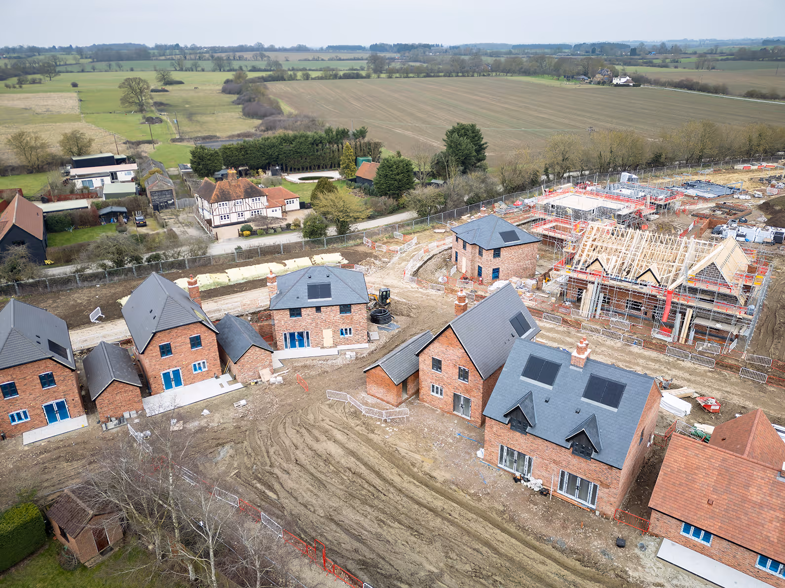 Aerial view of residential area