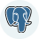 PostgreSQL logo featuring an elephant head in blue and white within a circle.