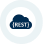 Dark blue circle with the word RESTY in white uppercase letters at the center.
