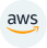 AWS logo with lowercase letters and an orange curved line underneath.
