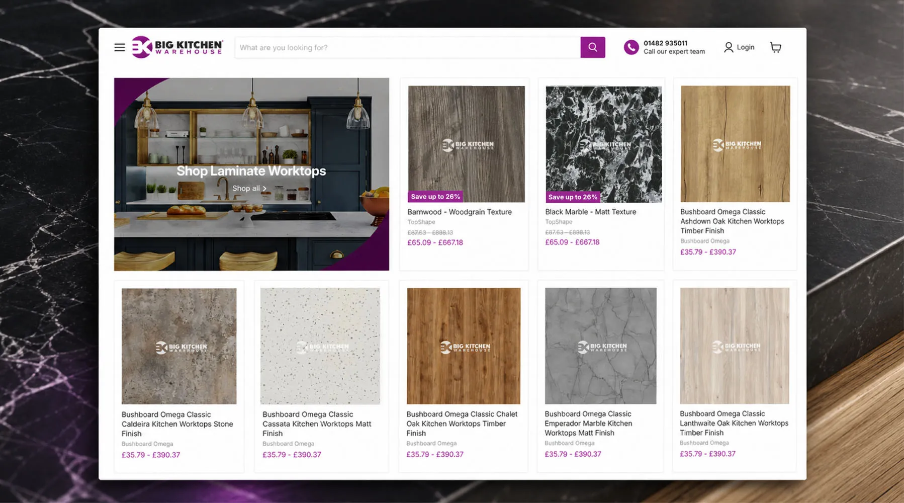 Big Kitchen Warehouse collection page with organised product listings