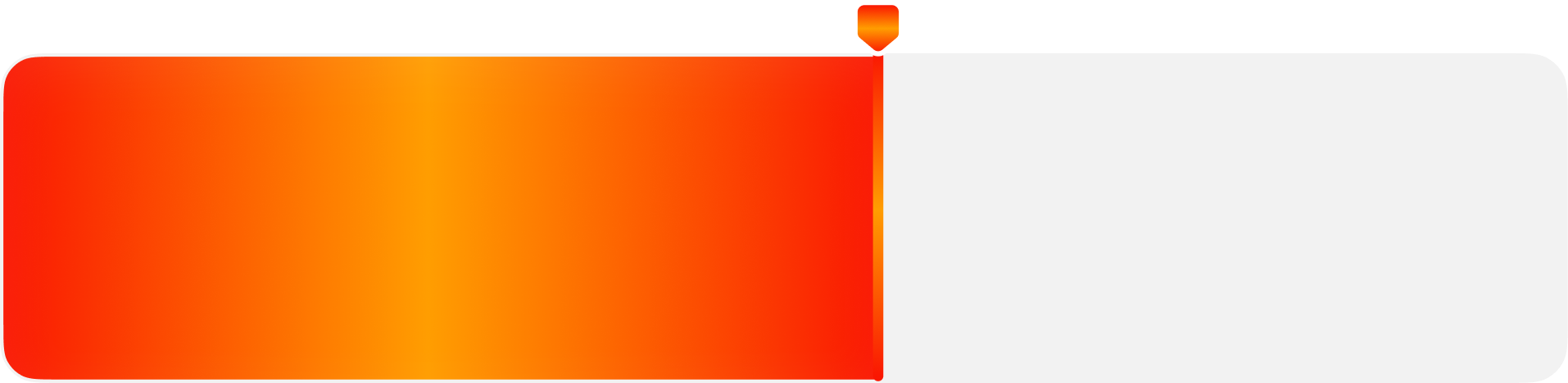 Horizontal slider with a gradient orange handle positioned at the center on a light gray track.