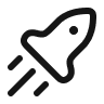 Black rocket icon with a diagonal line crossing it, symbolizing no rockets allowed or rocket prohibition.