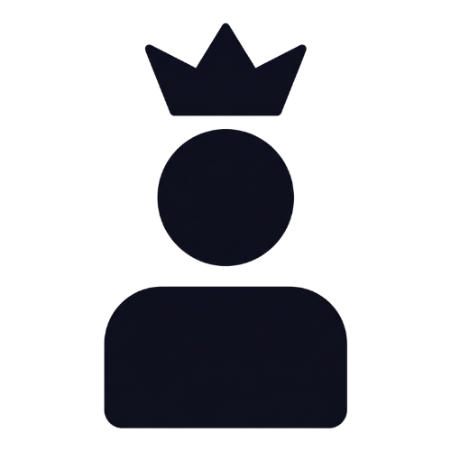 Icône d'une personne avec une couronne au-dessus de la tête représentant un interlocuteur unique.